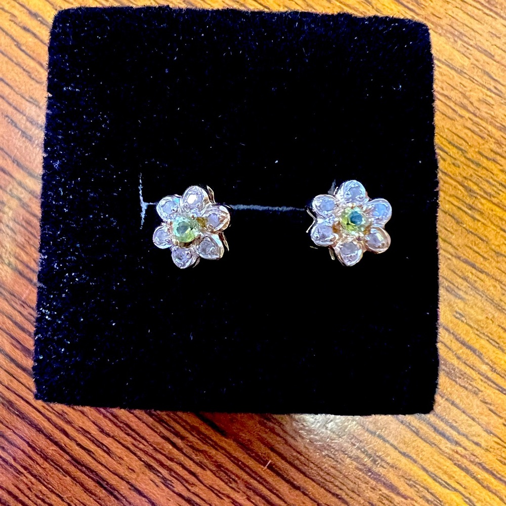 Diamond and Peridot earrings